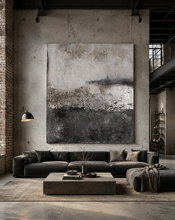 Abstrakcja Loft no.4  SREBRO  Ręcznie malowany obraz  140x140 XXL, Diana Abstract Art