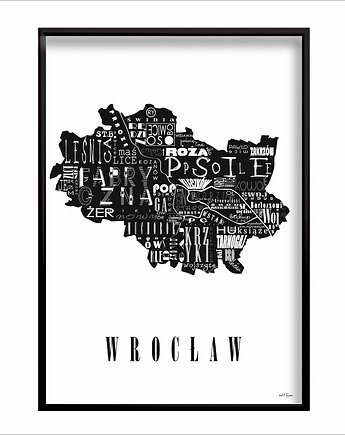 Mapa - WROCŁAW plakat czarno biały, Be ART