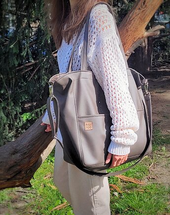 Lazy bag Pocket  torba taupe ekoskóra oversize, hairoo