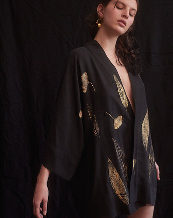 GINGKO GOLDEN BLACK - kimono ręcznie zdobione, Ewa Zwolinska