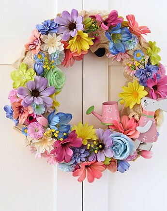 Kolorowy, kwiatowy wianek na drzwi, U.to ceramika