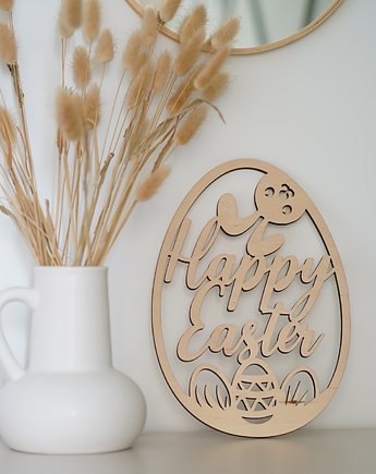 Happy Easter - drewniane jajko wielkanocne, Decorify