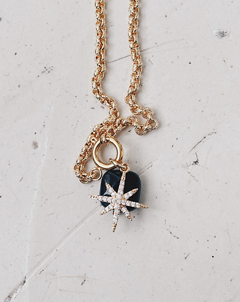 Naszyjnik łańcuszek Agat czarny i Gwiazda, Chmolowska Jewellery