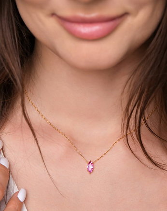 Złoty naszyjnik Rose Diamond z różową cyrkonią srebro 925 pozłacane, Coccola JEWELLERY