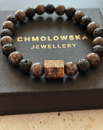 Bransoletka męska Obsydian i Agat, Chmolowska Jewellery