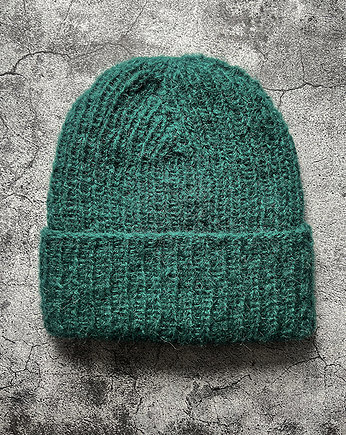 Lekka wiosenna czapka Dimma z alpaki i merynosa zielona, Made by Jaga