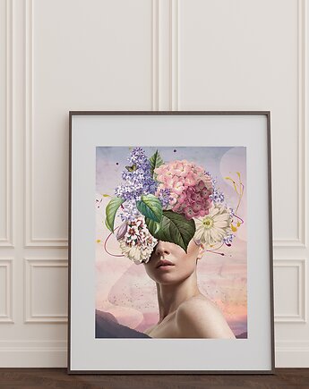 Plakat - Głowa w chmurach, hint of time collage studio