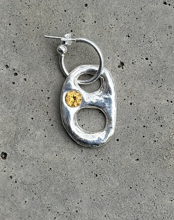 Kolczyk srebrny - Zawleczka z cytrynem, pills.jewelry