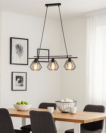 Druciana lampa wisząca 2-punktowa czarna regulowana TIJUANA LOFT, lampy loftowe LYSNE LOFT