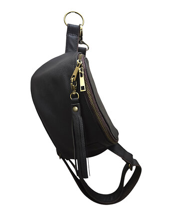 Nerka saszetka brązowa damska U'POLKA FIT, skóra naturalna z frędzlami, UNIQUE HandMade