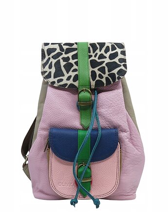 Plecak skórzany kieszenie pojemny kolorowy ze skrawków oryginalny OLIVKA, Olivka Warsaw