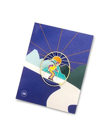 Narciarz  Pin ręcznie malowany Kabak, KABAK