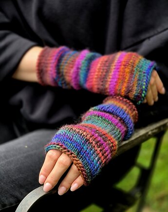 Kwieciste / mitenki, agat handmade