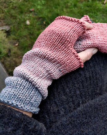 Ombre z miedzią / mitenki, agat handmade