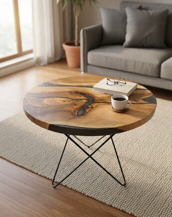 Stolik kawowy #15 DREWNO + ŻYWICA 60cm, MA WOOD