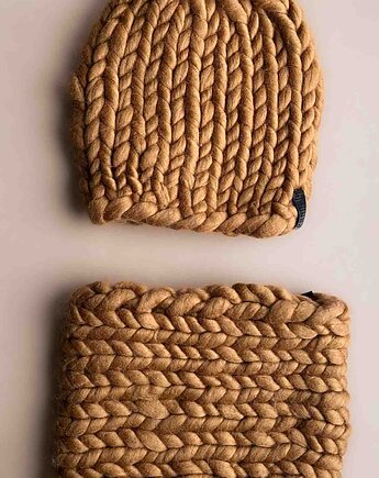 Zestaw czapka i Komin 100% merino, PANAPUFA