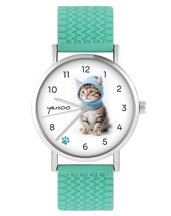 Zegarek - Kotek - silikonowy, turkus, yenoo