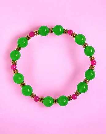 SUMMER COLLECTION : bransoletka na gumce : jadeit III, kaktusia