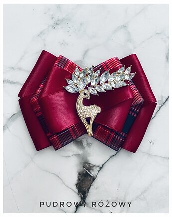 Brosza z Reniferem, kryształkami i cyrkoniami  New, Pudrowy Różowy