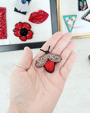 Broszka BZYK 2 ręcznie haftowana przypinka owady koraliki dzień kobiet, HAART