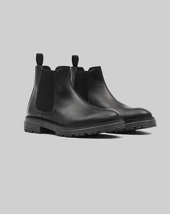 Buty sztyblety skórzane e700 czarne, BORGIO
