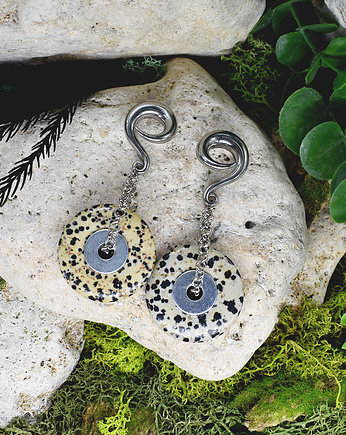 Ciężarki do uszu / kamień dalmatyński donut / taper, Metal Earth Jewelry