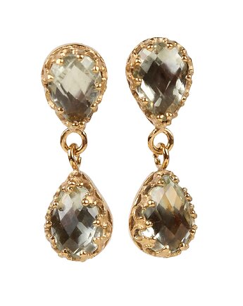 Kolczyki wiszące Jolie z zielonym ametystem, Blooming Stones