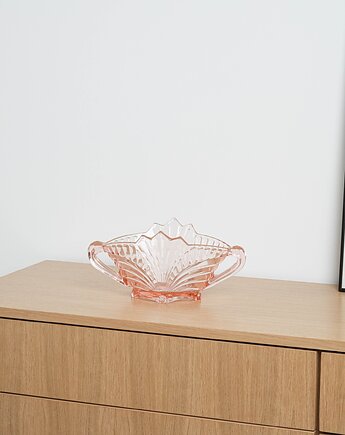 Różowa misa z prasowanego szkła, włoski design, lata 70, produkcja: Włochy, Przetwory design