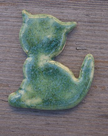 Ceramiczny magnes kot zielony, Gliniana Koniczynka