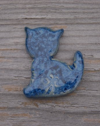Ceramiczny magnes kot niebieski, Gliniana Koniczynka