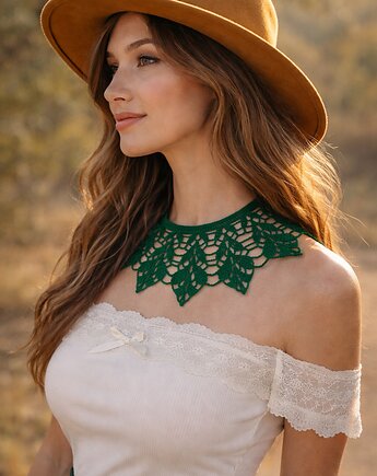 Koronkowy naszyjnik zielony boho, Księżycowa ćma