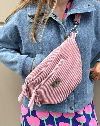 Sztruksowa nerka fall róż, sacky bag