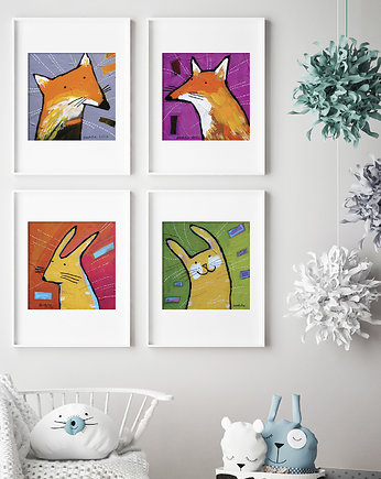Lisiory i króliszony- plakat 50x50, Katarzyna Radzka