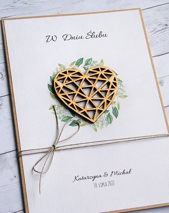 Kartka A5 : serce diamentowe : personalizacja, kaktusia