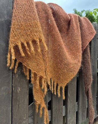 Miodowy księżyc / puchata z frędzlami, agat handmade