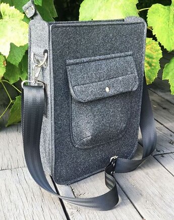 Mega listonoszka filcowa - A4 - GRAFITOWA - na pasku, Beltrani