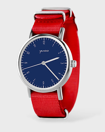 Zegarek - Simple, navy - czerwony, nato, OKAZJE