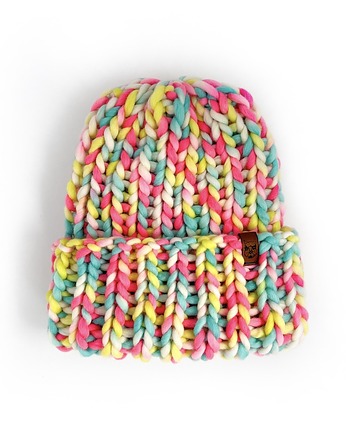 Czapka oversize z grubej wełny neonowe kolory, Holy Alpaca Knit