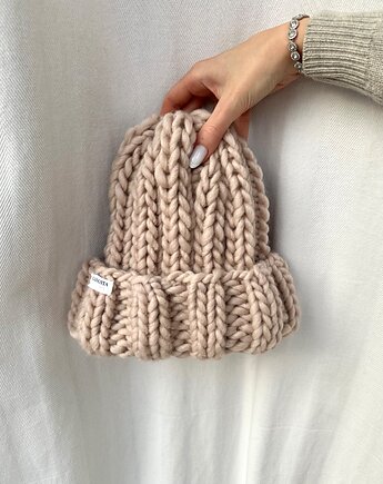 Gruba delikatna wełniana czapka Soho beanie 100% wełna handmade, GANGSTA KNIT