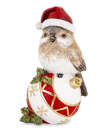 Dekoracja - ptaszek na bombce UCCELLlNO w czerwonej czapce, MIA home