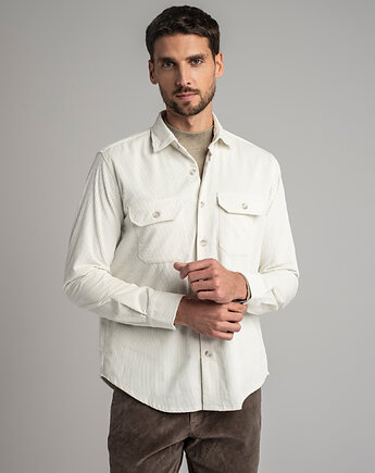 Koszula velletri 00613 długi rękaw ecru relaxed fit, BORGIO