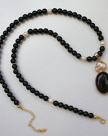 Talizman Ochrony onyks perły naturalne, KEIT