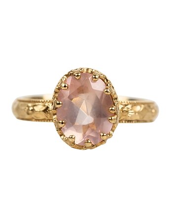 Złoty pierścionek Beau z kwarcem różowym r.13, Blooming Stones