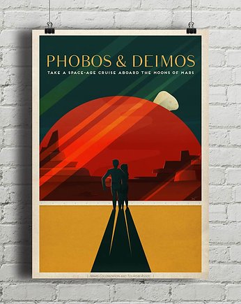 Mars Phobos i Deimos - vintage plakat, minimalmill