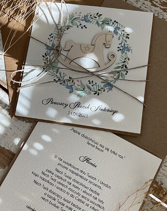 Ręcznie robiona kartka na urodziny dziecka z personalizacją - konik - prezent, sorte