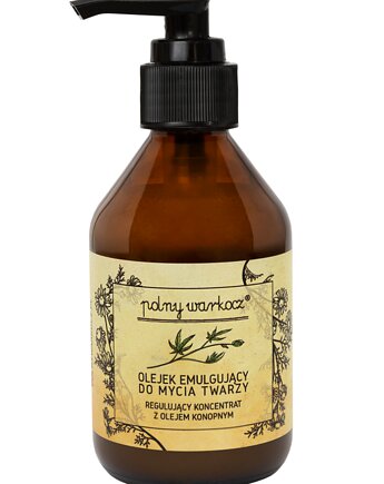Regulujący Koncentrat z Olejem Konopnym Olejek Emulgujący Do Mycia Twarzy Pol, Polny Warkocz