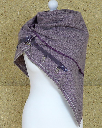 Wrzosowy Szal, Chusta, jesienne ponczo, Green Sheep