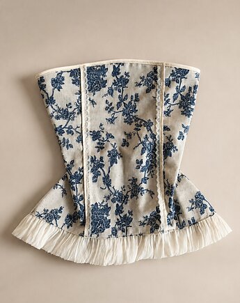 Gorset Blue de Jardin, top w stylu francuskim, wiązany z tyłu, Nadine Armoire