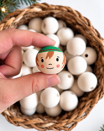 Ręcznie malowany koralik elf 3 cm do makramy i rękodzieła 1 szt., plecione_