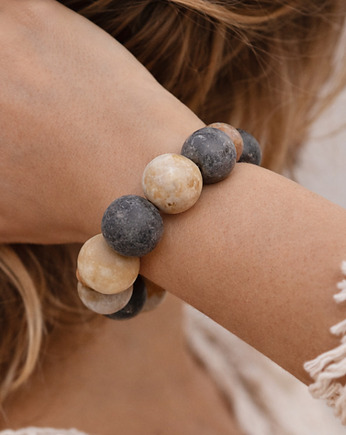 Bransoletka matowa kula bursztyn bałtycki, AmberMal